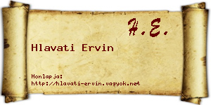 Hlavati Ervin névjegykártya